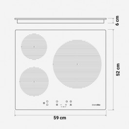 Placa de inducción MEISSA 6070W 3 zonas 7000W Blanca Cristal