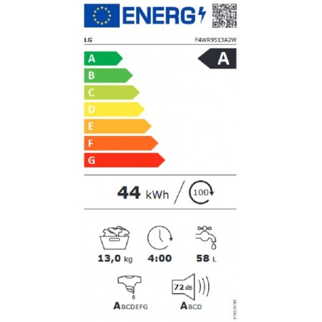 Lavadora Lg F4WR9513A2W de 13kg 1400rpm