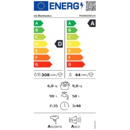 Lavasecadora Lg F4DR6009A1W de 9-6kg 1400rpm