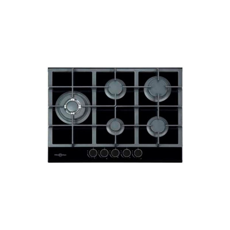 Placa Gas Vitrokitchen CG73NB Cristal Negro Butano 5 fuegos