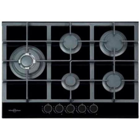 Placa Gas Vitrokitchen CG73NB Cristal Negro Butano 5 fuegos