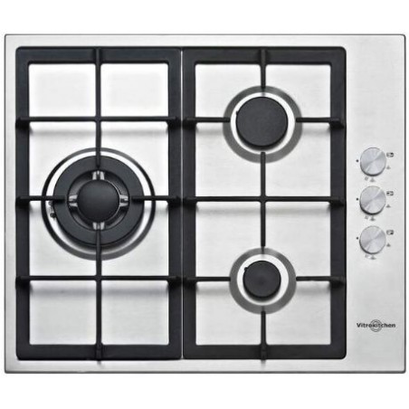 Placa Gas Vitrokitchen EN636LIB Butano Inox 3 fuegos