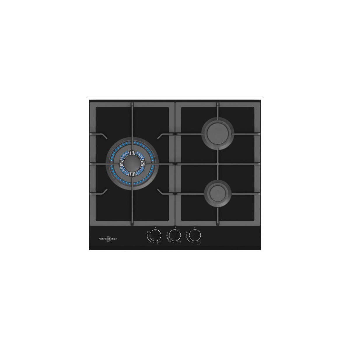 Placa Gas Vitrokitchen CG630NB Cristal Negro Butano 3 fuegos