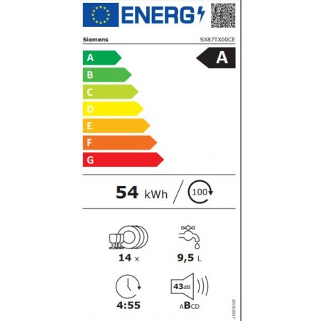 Lavavajillas Integrable Siemens SX87TX00CE de 60cm 14 Servicios