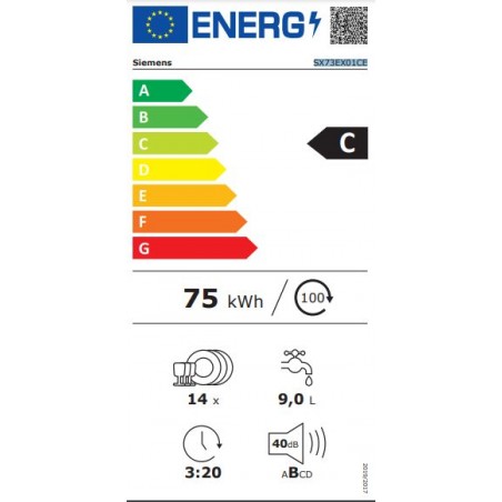 Lavavajillas Integrable Siemens SX73EX01CE de 60cm 14 servicios