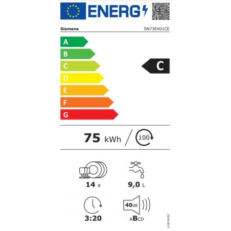 Lavavajillas Integrable Siemens SN73EX01CE de 60cm 14 servicios