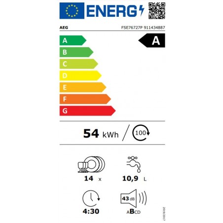 Lavavajillas Aeg FSE76727P de 60cm 14 servicios Integrable