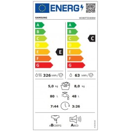 Lavasecadora Samsung WD80T554DBWS3 de 8-5kg 1400rpm