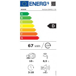 Lavavajillas Nodor K 8710 NorCare DW4611 I SL de 45cm Integrable