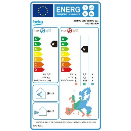 Aire Acondicionado Beko BEHPG-120/BEHPG-121 de 3000Fr Split