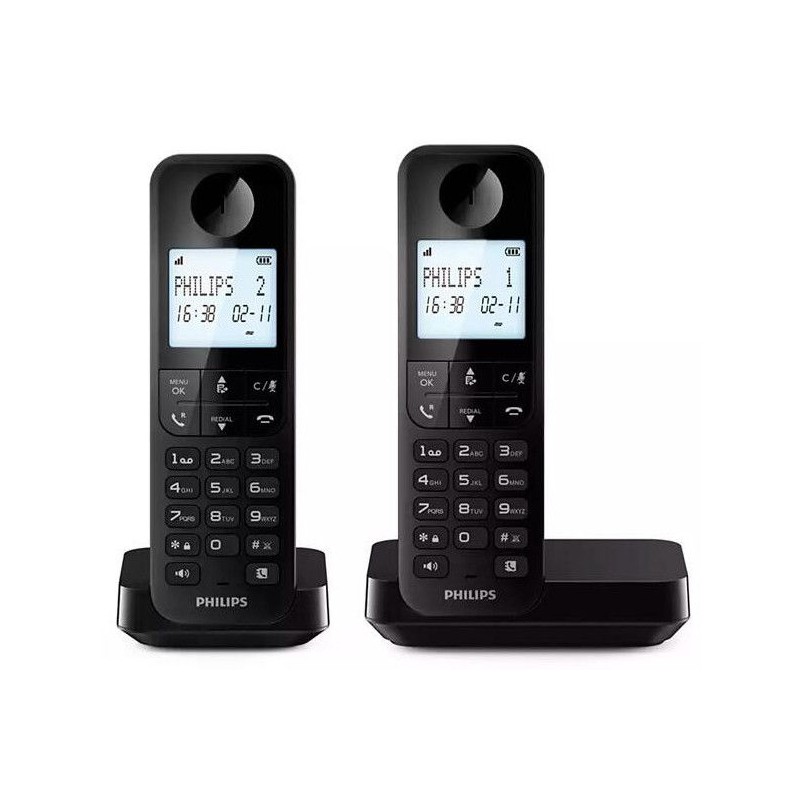 Telefono Inalambrico Philips D2702B/12 Duo Negro