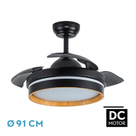 Ventilador DC Nalon 48W Negro Madera 3 Aspas 91D