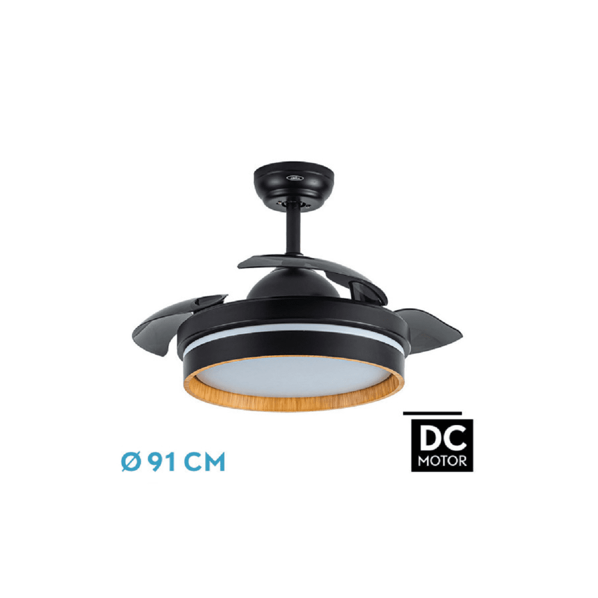 Ventilador DC Nalon 48W Negro Madera 3 Aspas 91D