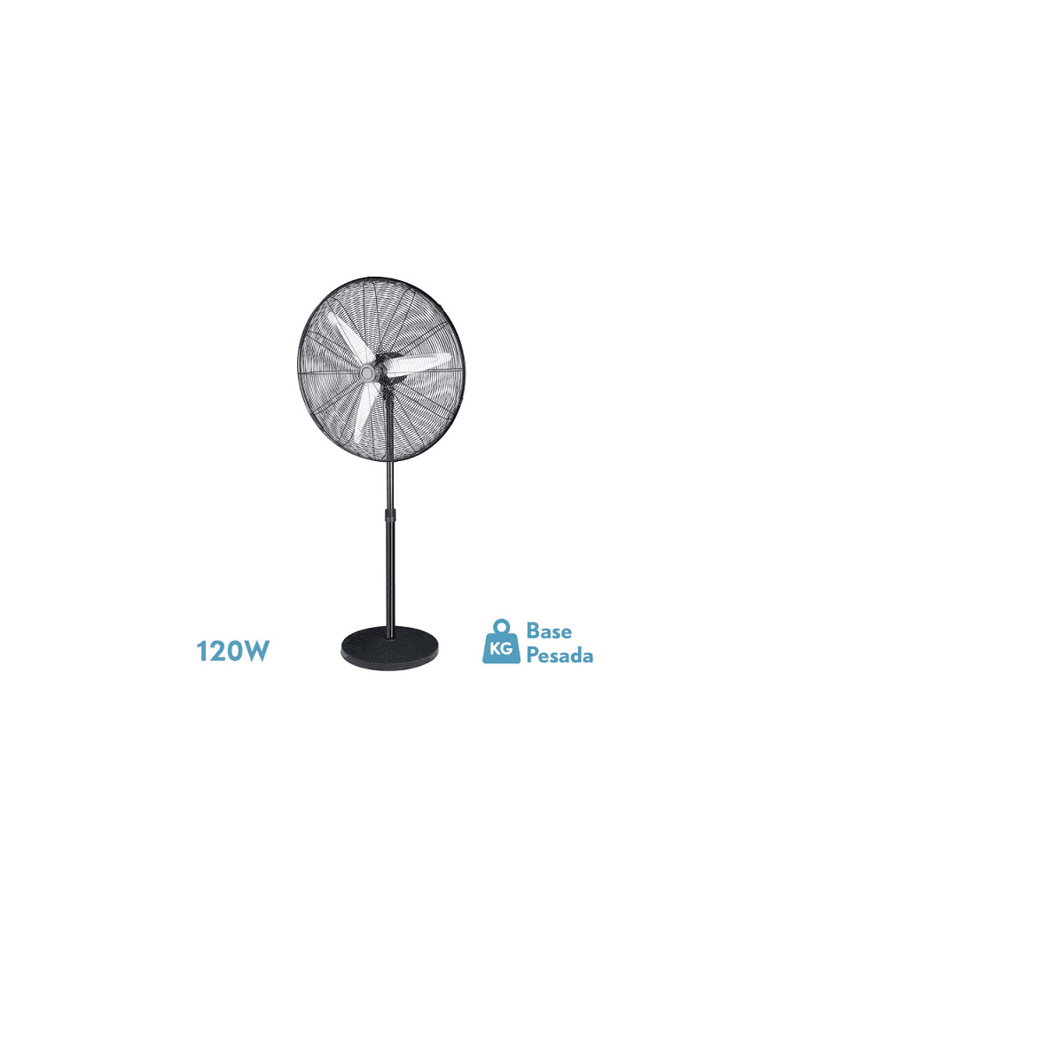 Ventilador de Pie Alarcon 120W Negro 3 Velocidades 55D Aluminio Plata