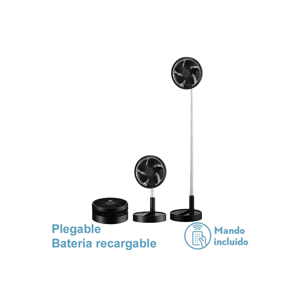 Ventilador DC Portátil Galan Negro 10W 3 Velocidades