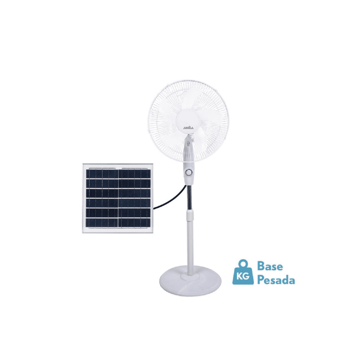 Ventilador de Pie Solar Frontera Blanco 20W 3 Velocidades 5 Aspas