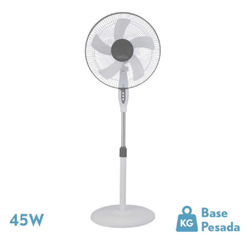 Ventilador De Pie Belmonte Blanco Gris 3 Velocidades 45W 5 Aspas