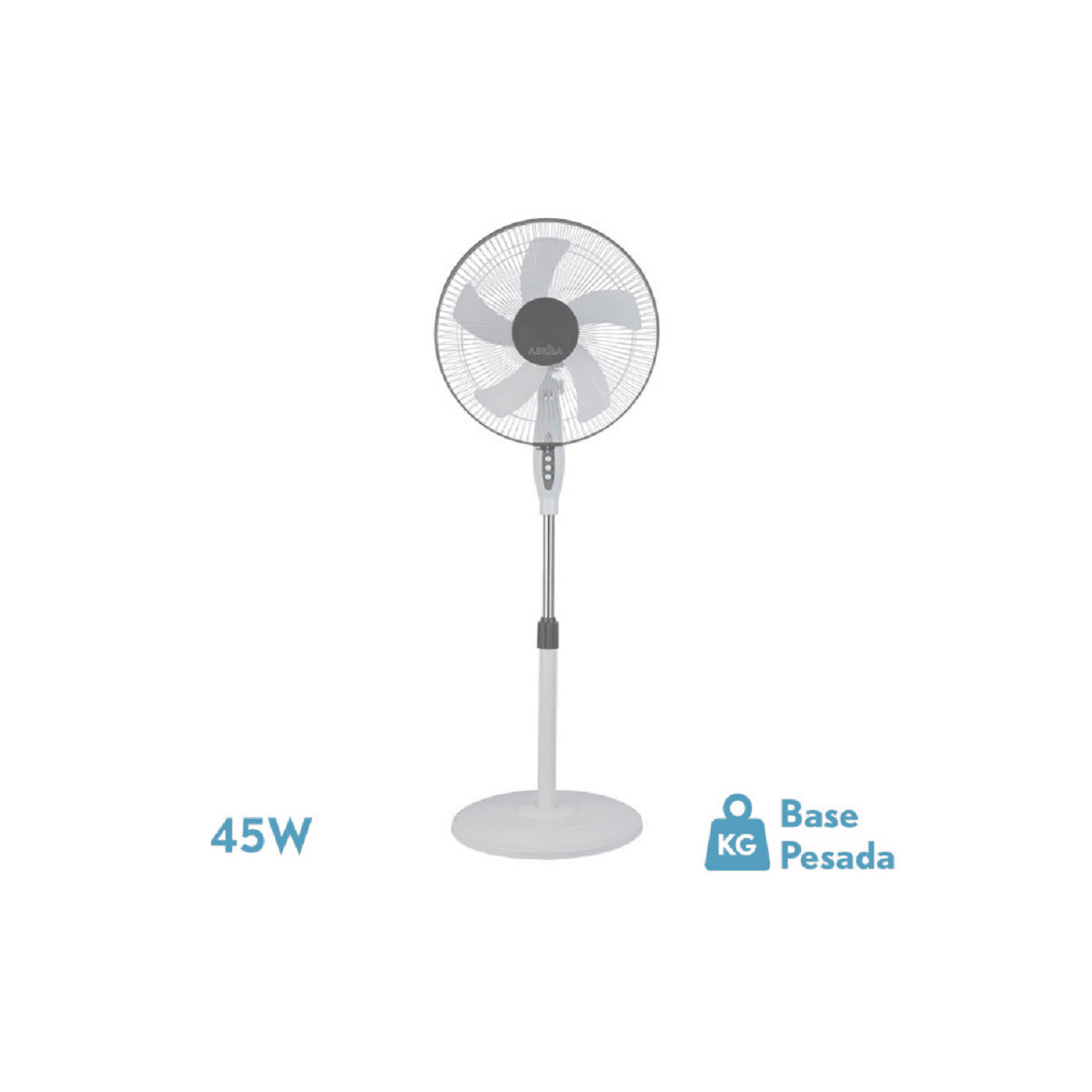 Ventilador De Pie Belmonte Blanco Gris 3 Velocidades 45W 5 Aspas