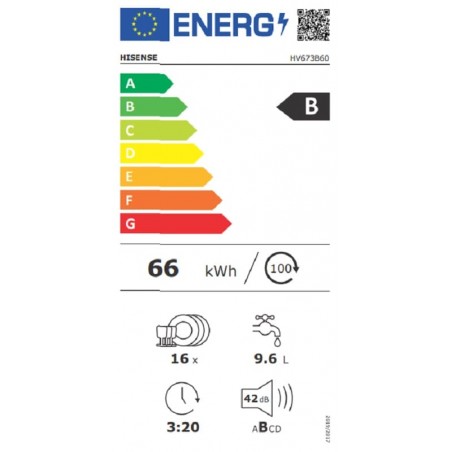 Lavavajillas Integrable Hisense HV673B60 de 60cm 16 Servicios 3ª Bandeja